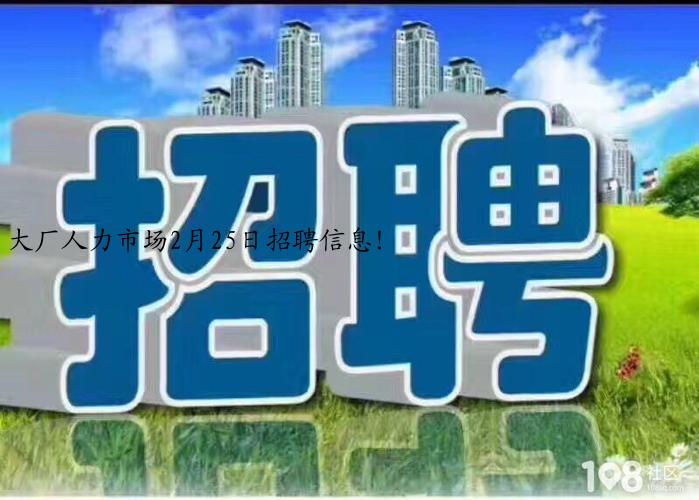 大厂人力市场2月25日招聘信息！
