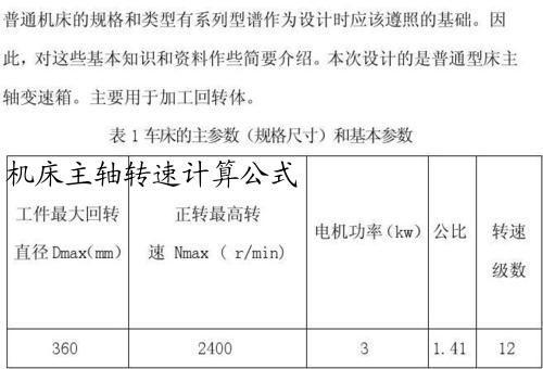 机床主轴转速计算公式